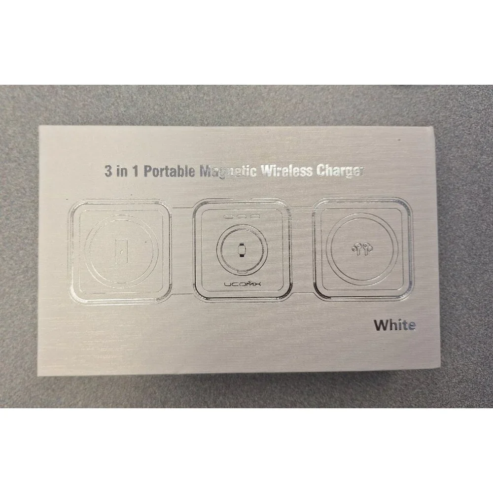 UComx Nano 3 In 1 Wireless Charger iPhone, Magnetic Foldable White New In Box